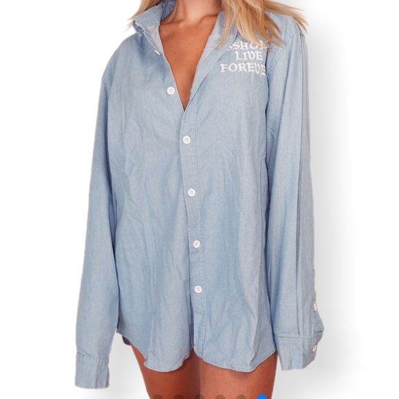 🆕️ ☆ ALF Unisex Embroidered Chambray Shirt - Picture 4 of 11